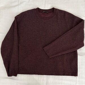 Zara Women's Burgundy Crewneck Sweater